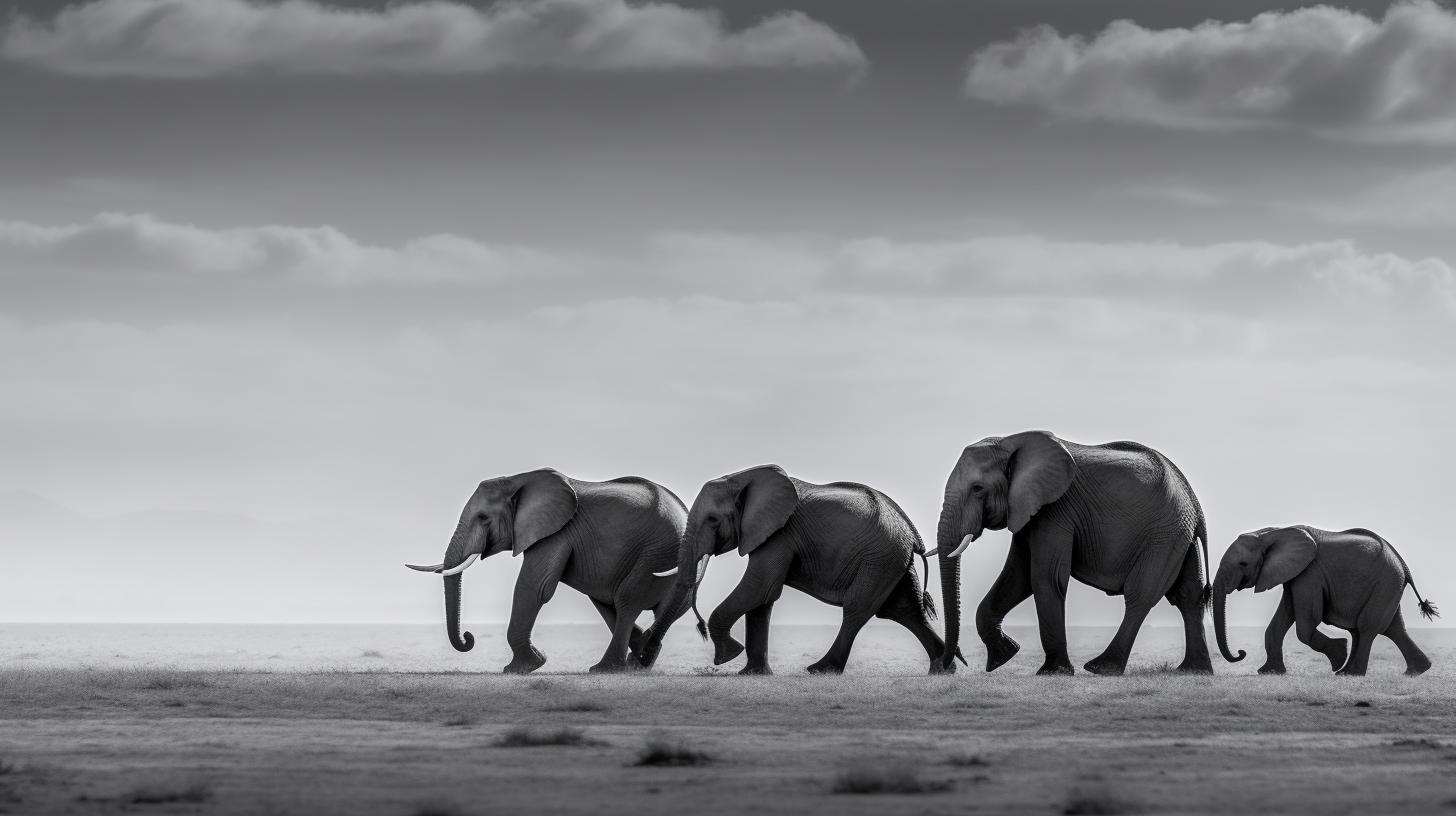 Elephants cross the Makgadigadi Salt Pans