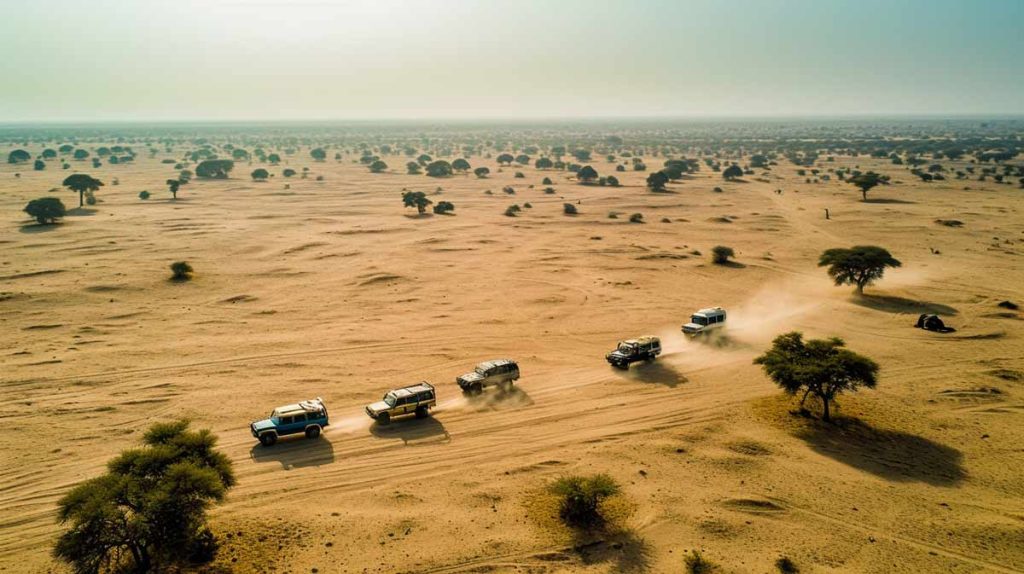 Driving in convoy across the Namib desert of a Guided Self-drive Tour