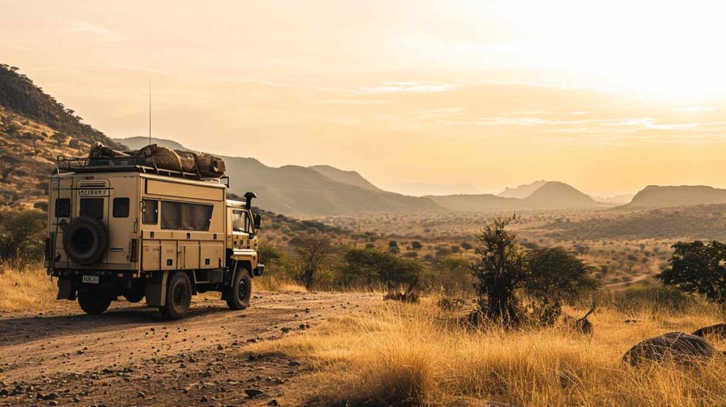 A luxury overland truck for long-distance expeditions