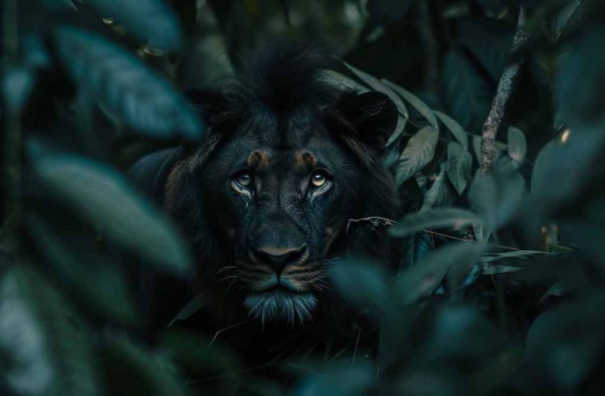 An artistic impression of what a black lion might look like