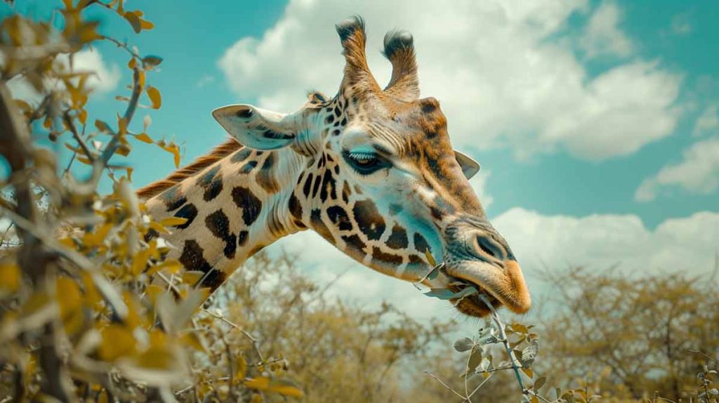Giraffe adapted to eat thorny trees like the acacia