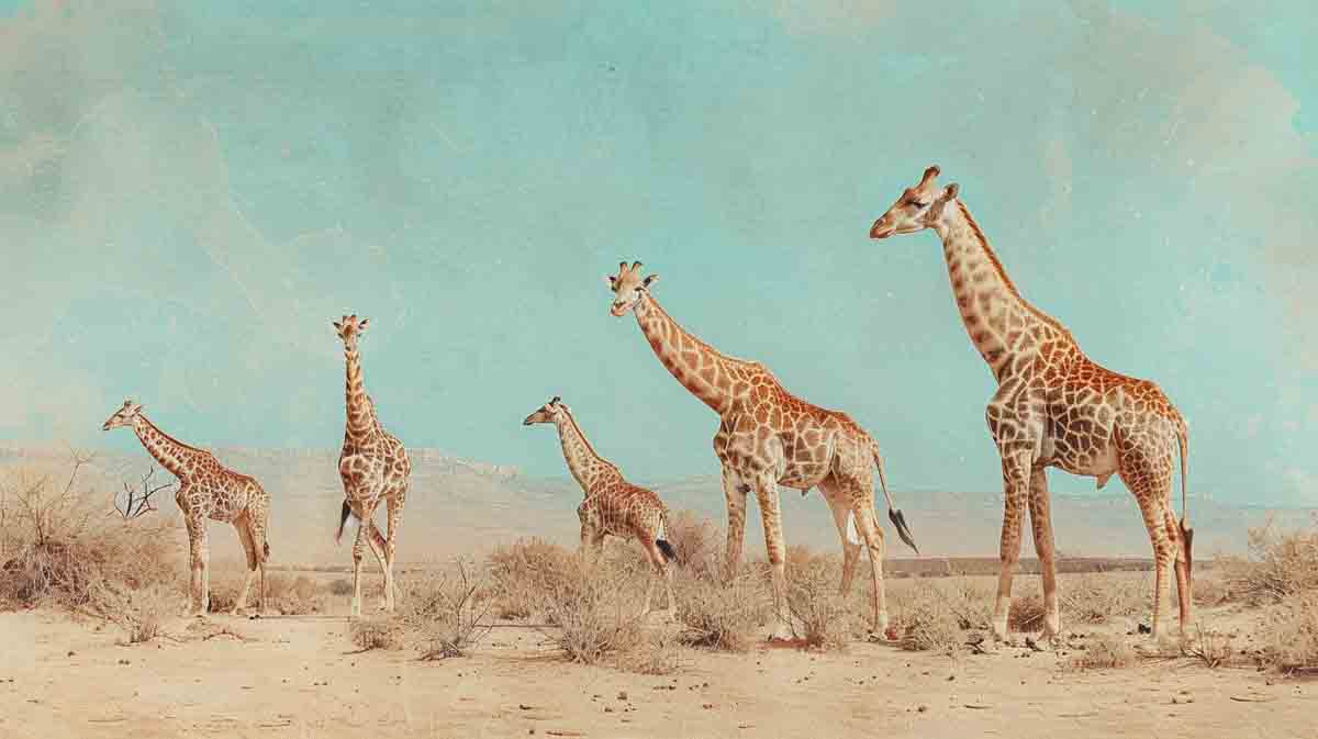 A Tower of Giraffe on the Plains