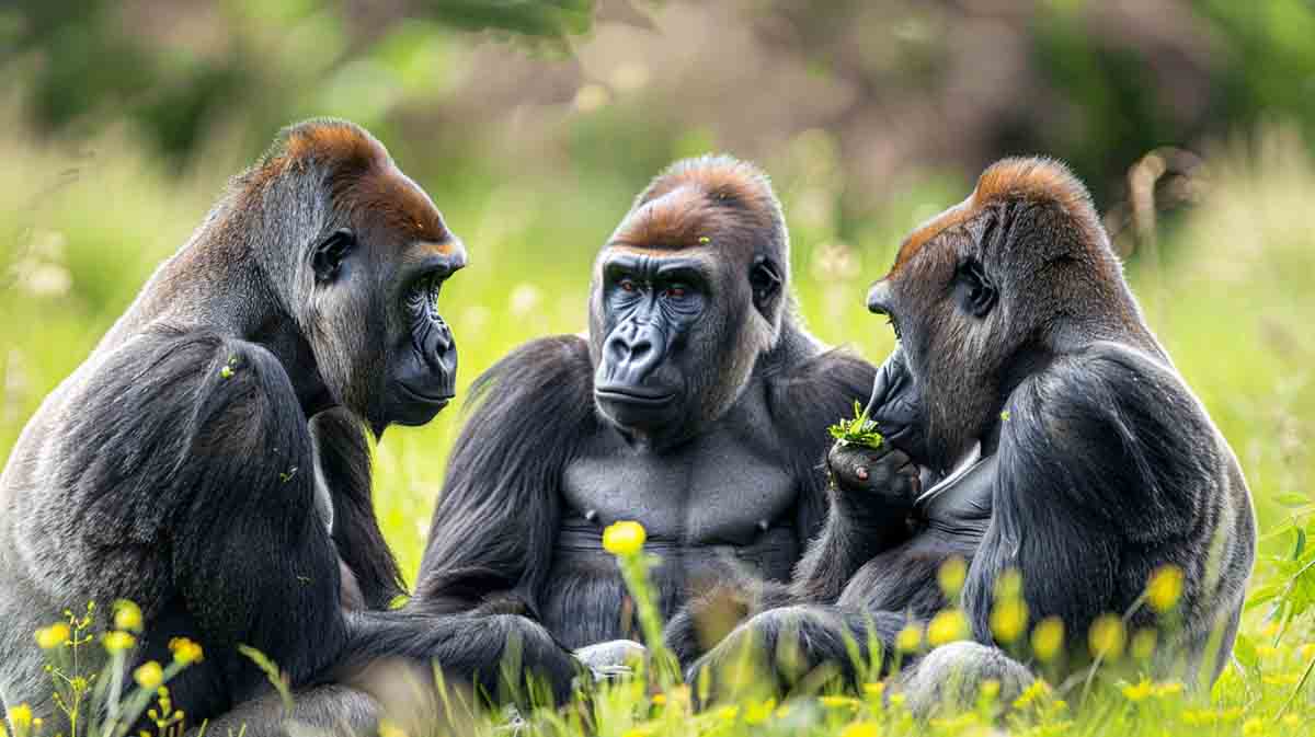 A group of social gorillas