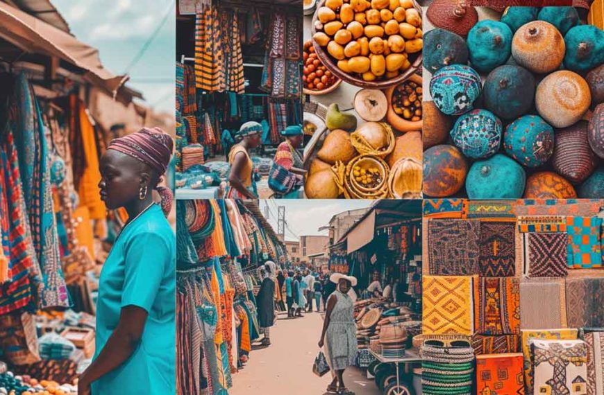 Vibrant colours and products in African markets