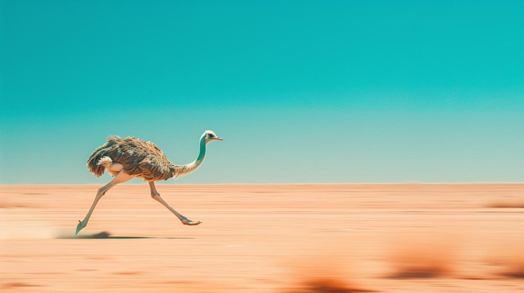 Ostrich running in the desert