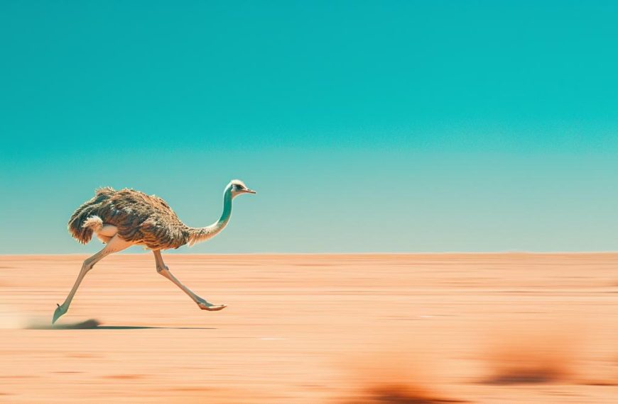 Ostrich running in the desert