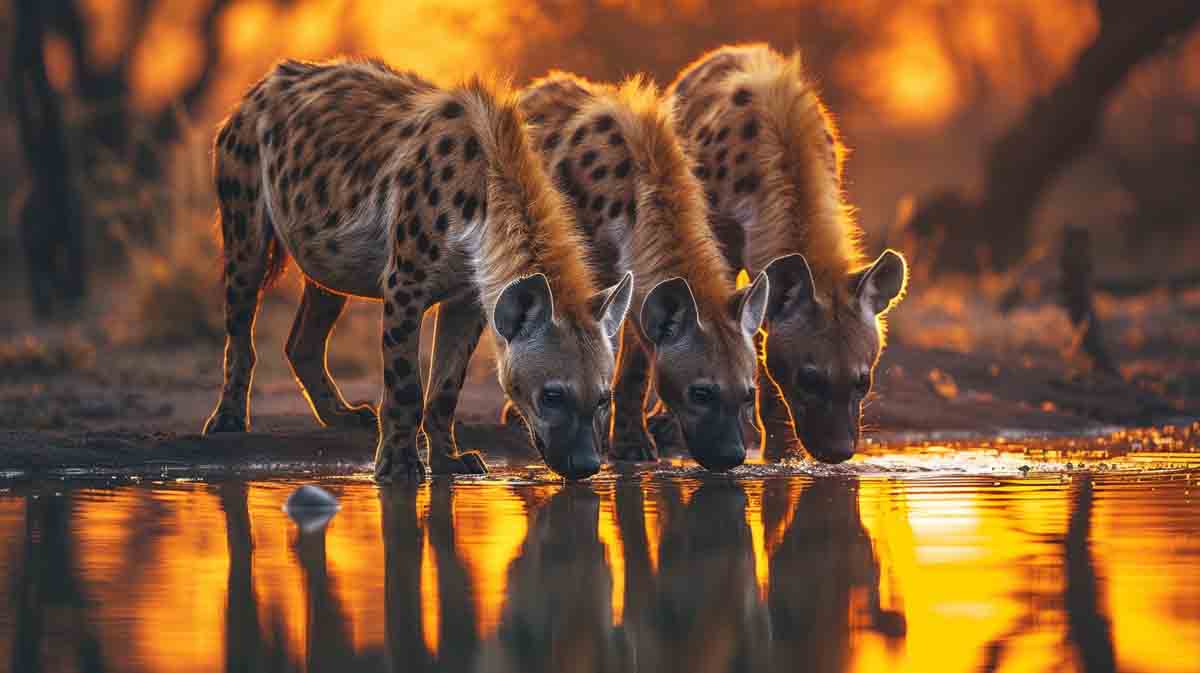 A group of spotted hyena