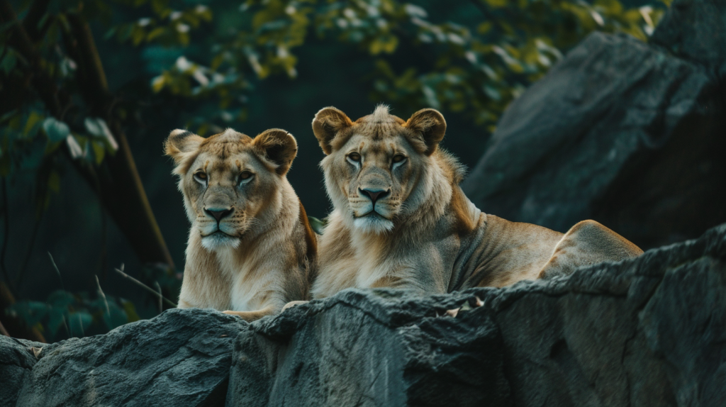 A pair of young male lions